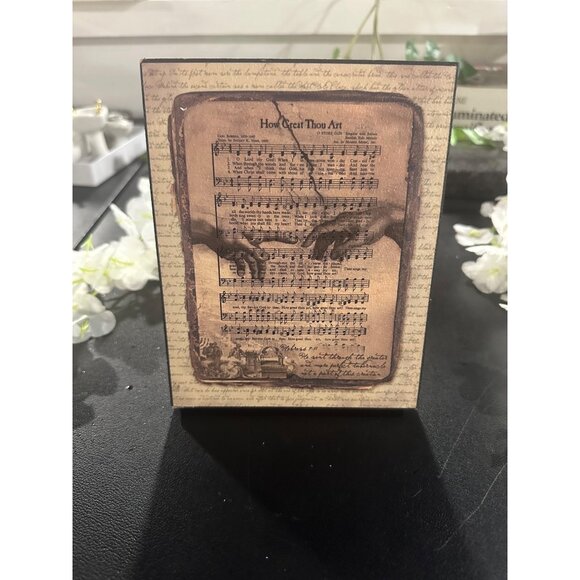 How Great Thou Art Sheet Music Wooden Decor Plaque With Stand & Wall Mount - Picture 2 of 8